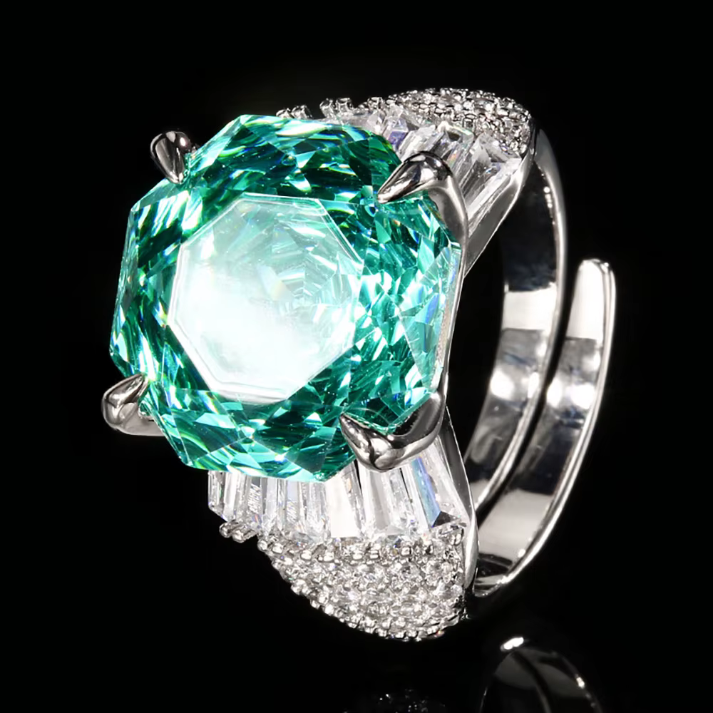 Bagues de luxe en Tourmaline aigue-marine pour femmes, Quartz rose, 14MM, accessoires de bijoux fins