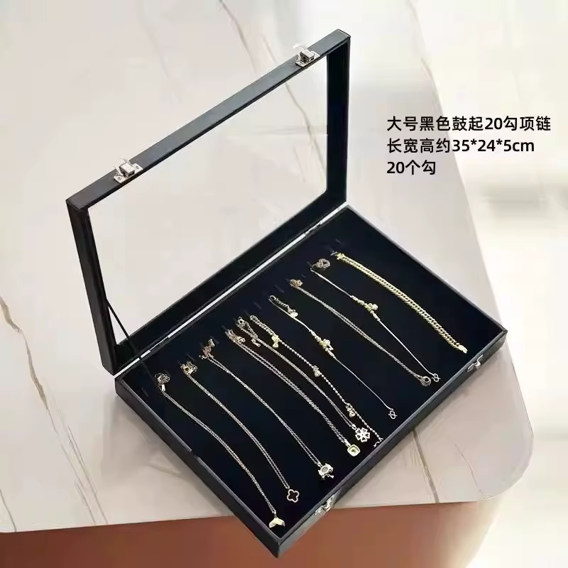 Boîte à bijoux de grande capacité, présentoir à motif en bois, étui de rangement pour accessoires pr