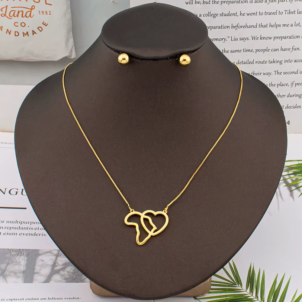 Ensemble de bijoux bohème pour femmes italiennes, boucles d'oreilles en forme de cœur doux, petit pe
