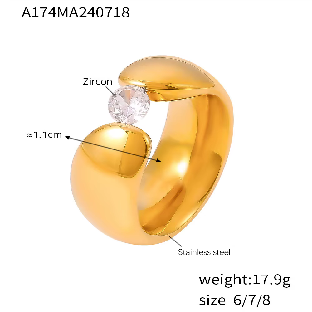 Bague Lisse Simple en Acier Inoxydable Plaqué Or 18K pour Femme, Bijoux Esthétiques de Haute Qualité