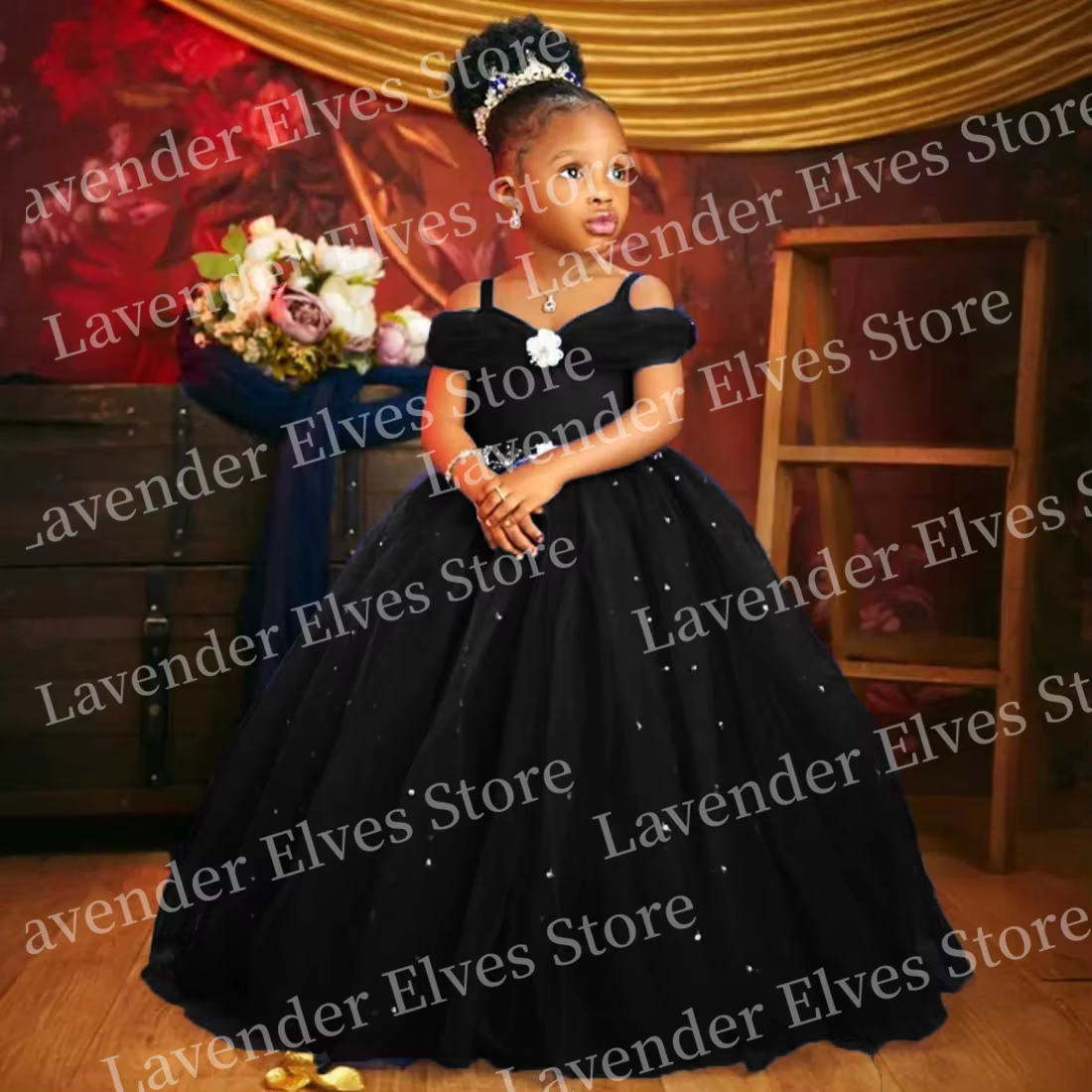 Robes de demoiselle d'honneur bleu royal pour filles, tulle perlé personnalisé, robe de reconstituti