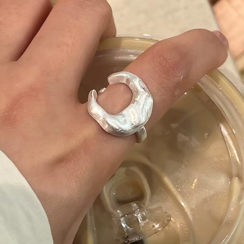Bagues ouvertes en argent Sterling 925 pour femmes, finition mate, lune, bijoux de luxe, vente en gr
