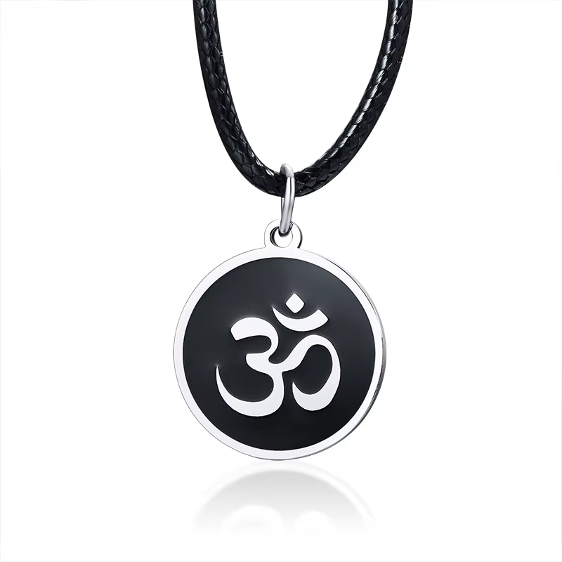 Collier OM pour hommes, pendentif rond Ohm, bijoux spirituels de Yoga réglables