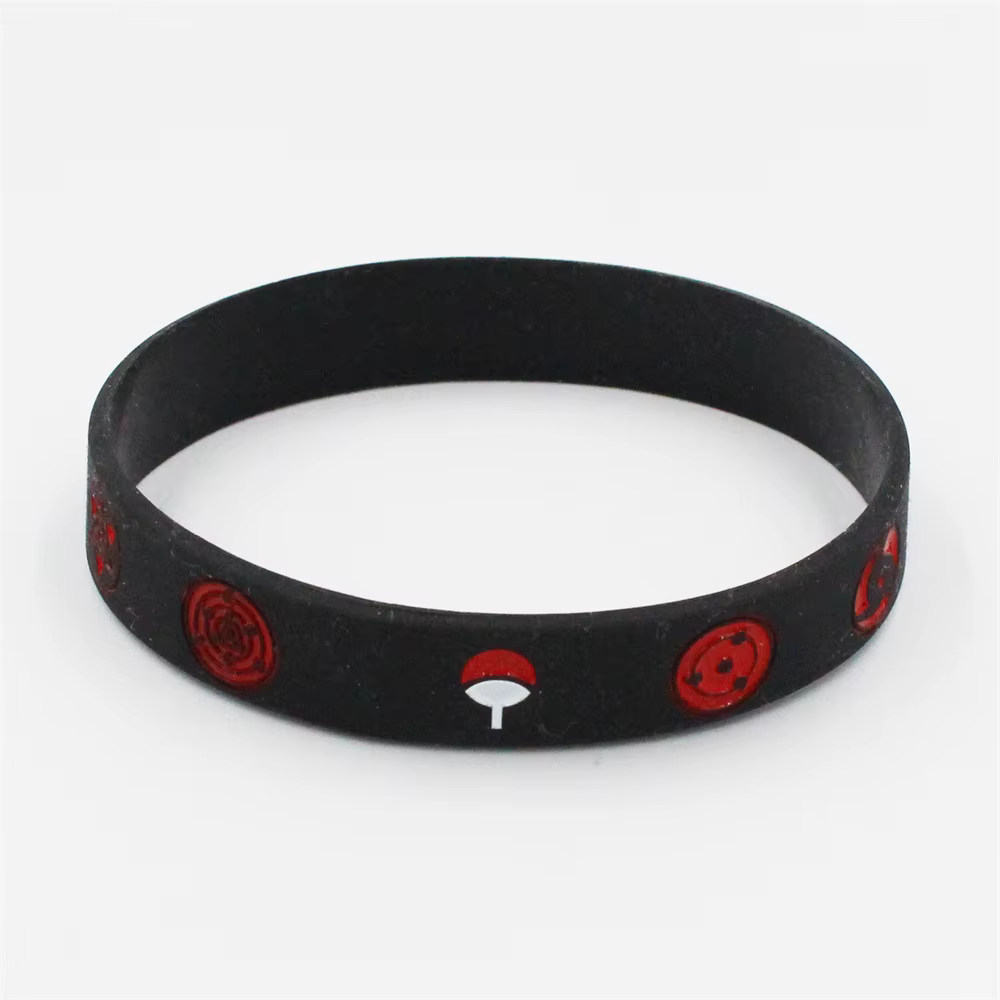 Bracelet en Silicone Naruto noir blanc Anime Bracelet périphérique jouets garçons filles créatif étu