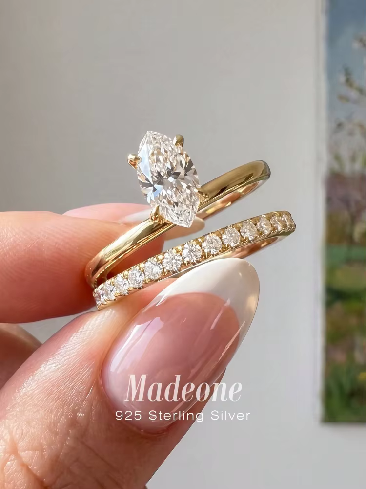 Bague Marquise Unique en Argent Sterling 925 avec Zircon Scintillant pour Femme, Idéale pour Fiançai