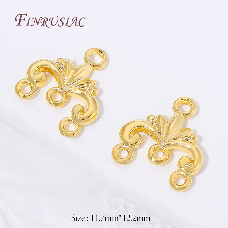 Connecteurs multi-boucles plaqués or 18 carats, maillons de bijoux floraux baroques pour la fabricat