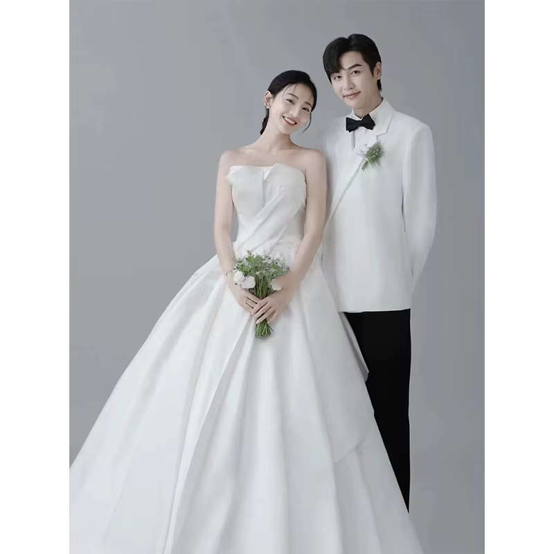 Robe de mariée sans bretelles, robe de Banquet de fiançailles, de mariage, de Studio de photographie