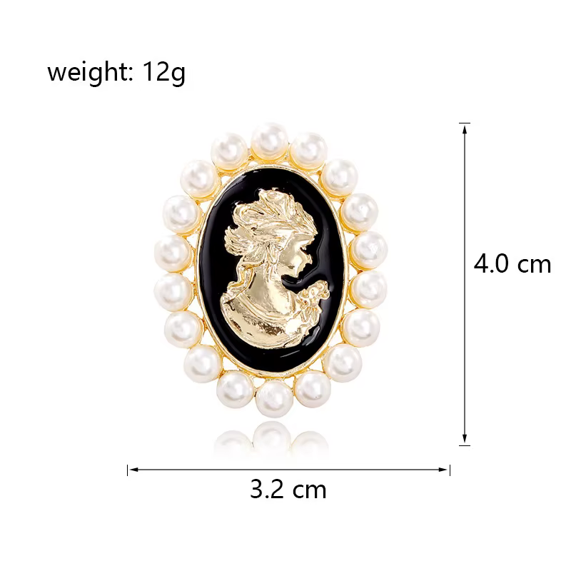 Broche tête de beauté baroque en perles, petit parfum en relief, épingle de tempérament de fille, ac