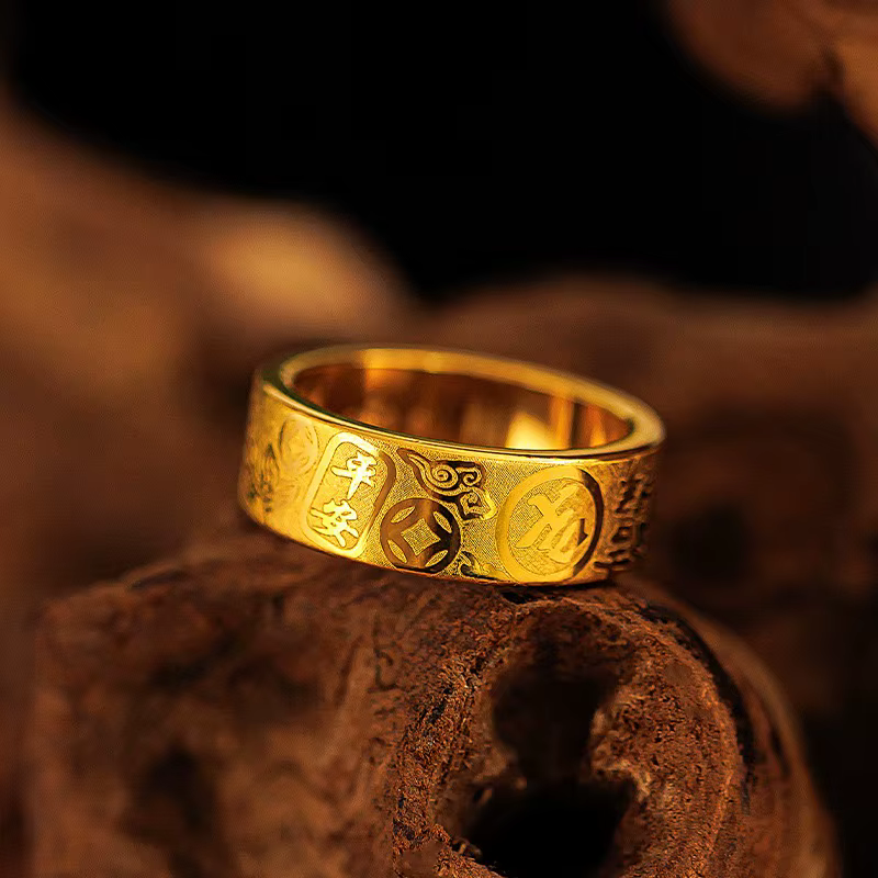 Bijoux Mylux, or pur 9999 24K, Ping An Joy, style homme et femme, couple, bague en or haut de gamme,