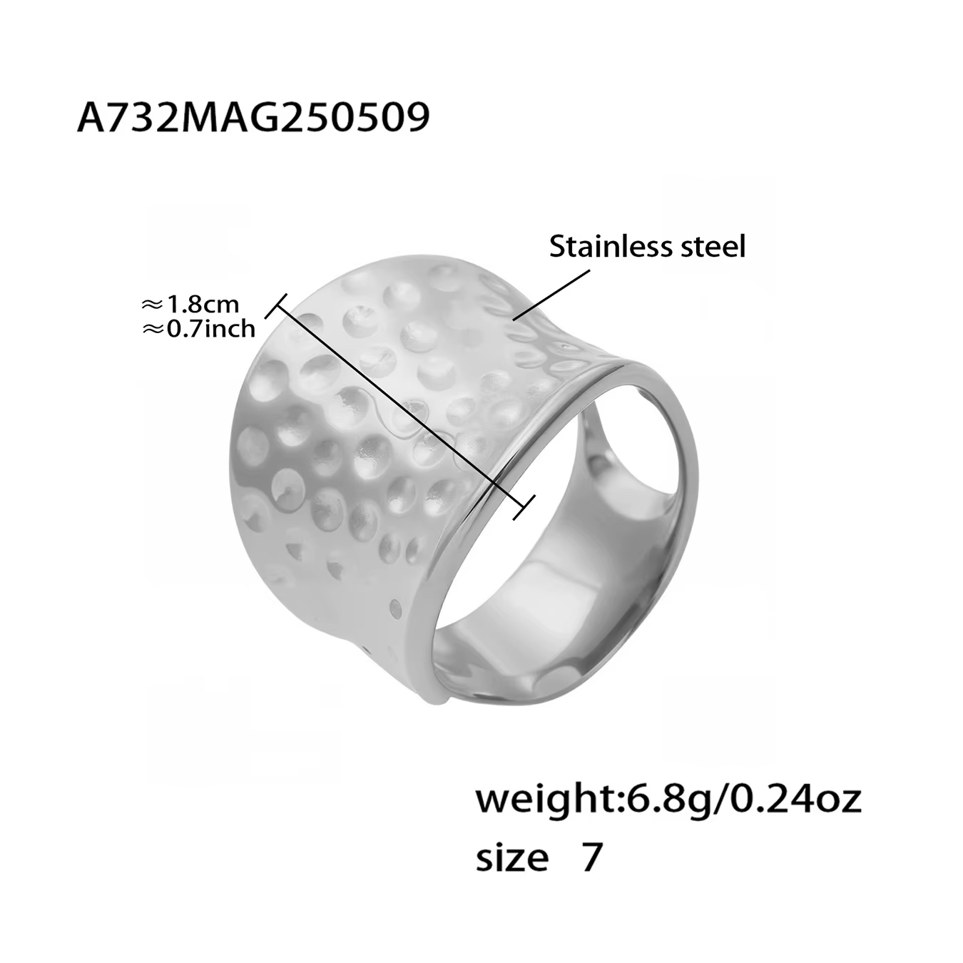 Bagues épaisses à Texture dénoyautée en acier inoxydable plaqué or 18 carats, étanche, sans ternisse
