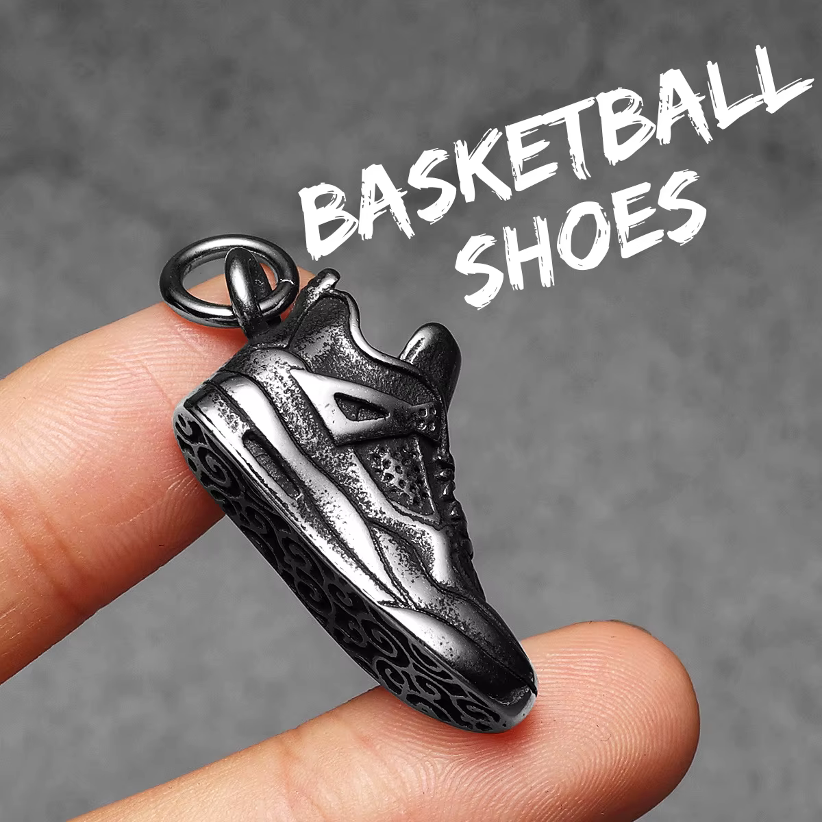 Chaussures de basket-ball rétro pour hommes et femmes, collier avec pendentif, bijoux en acier inoxy