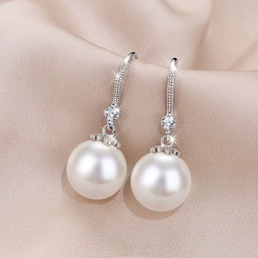 CMON KSTAR 925 en argent Sterling de luxe cristal Zircon perle boucles d'oreilles breloques pour fem