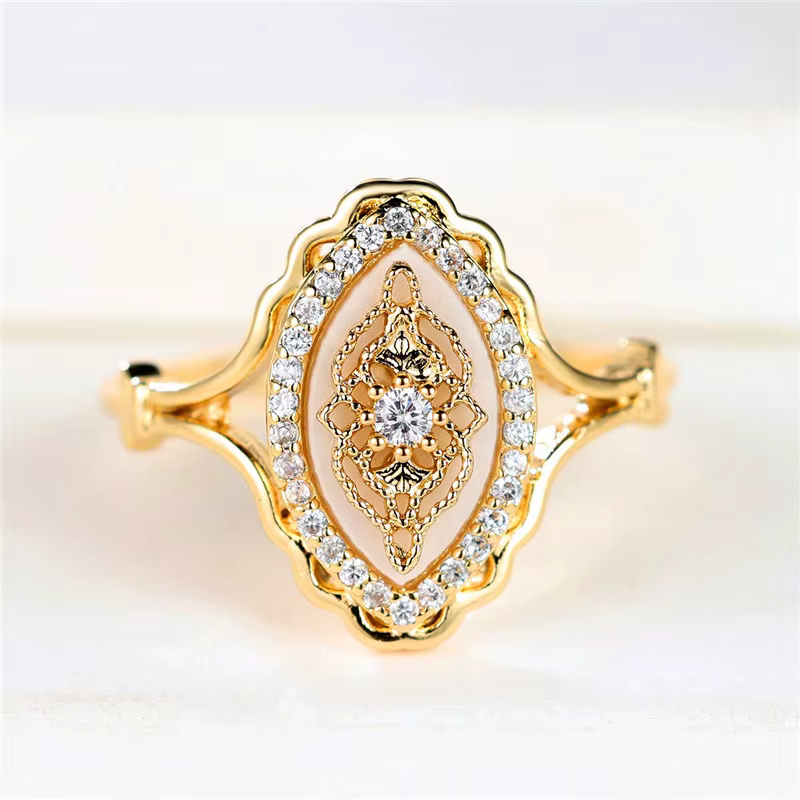 Petite bague de fiançailles de luxe en pierre de Zircon blanc pour femmes, couleur or Rose, bijoux d