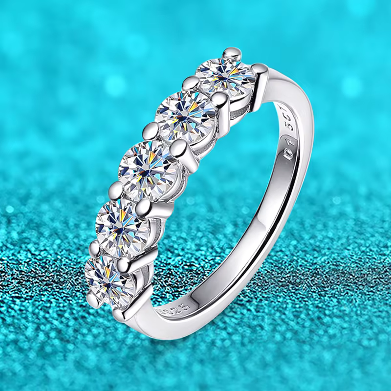 Bague Moissanite en or blanc D pour femmes, couleur 4mm, pierre 1,5ct assortie, diamant, alliance de