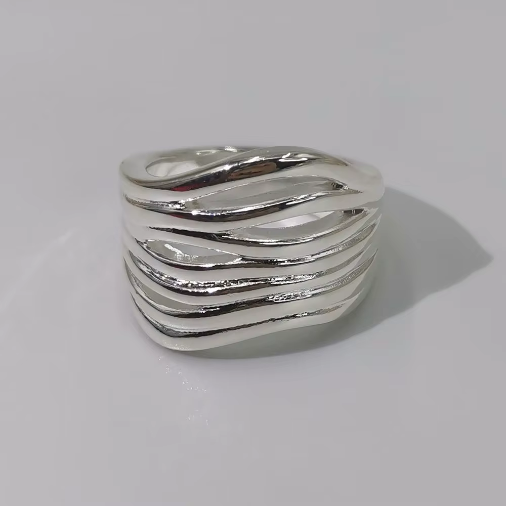 Bague géométrique en argent, Style Ins, Design créatif, accessoires de Couple, cadeaux de fête pour 