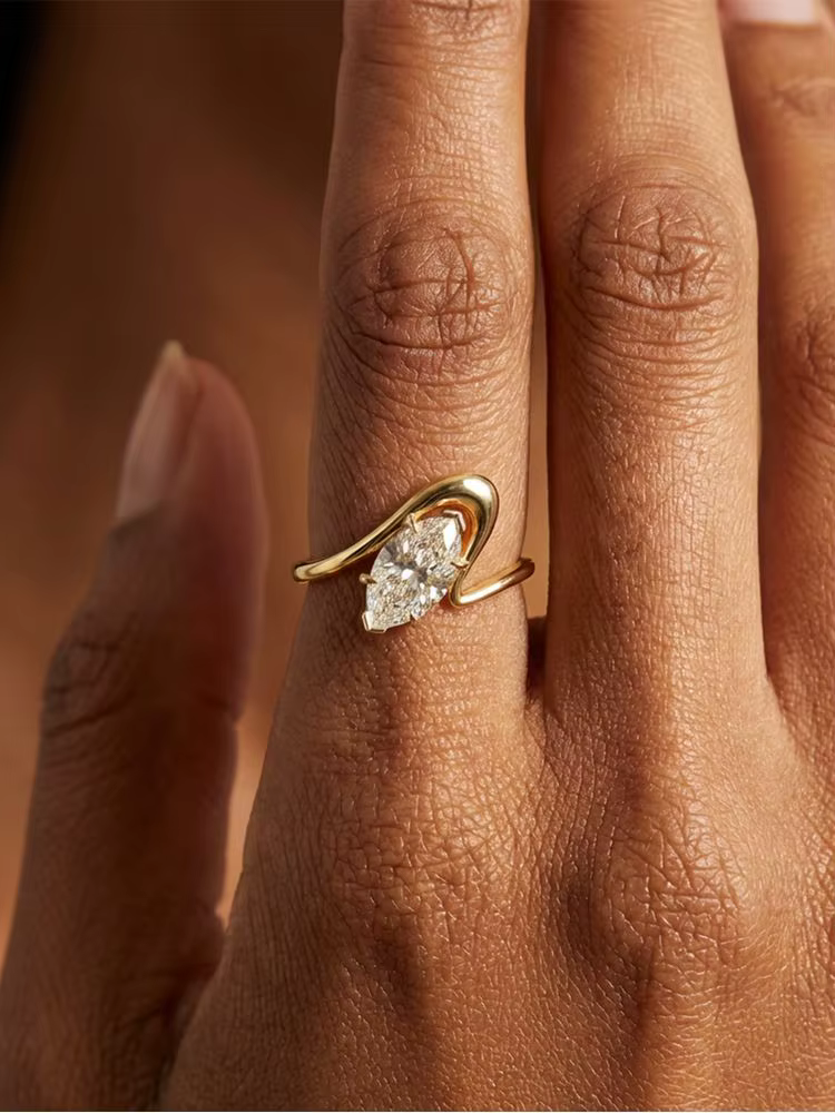 Bague en argent Sterling 925 pour femmes, Simple, ondulée, Marquise, Zircon, fiançailles, anniversai