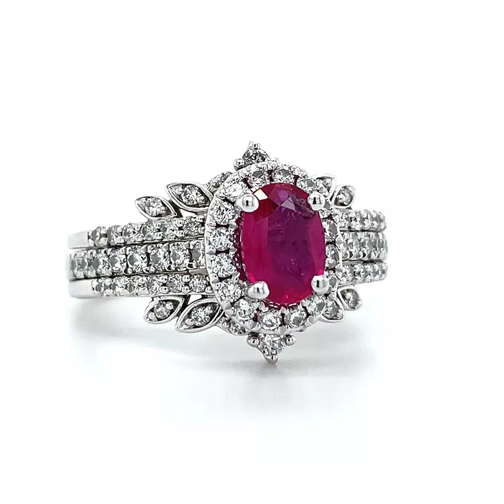 Ensemble de bagues empilables de Style bohémien, 3 pièces, en Zircon rouge AAA, pour femmes, plaqué 