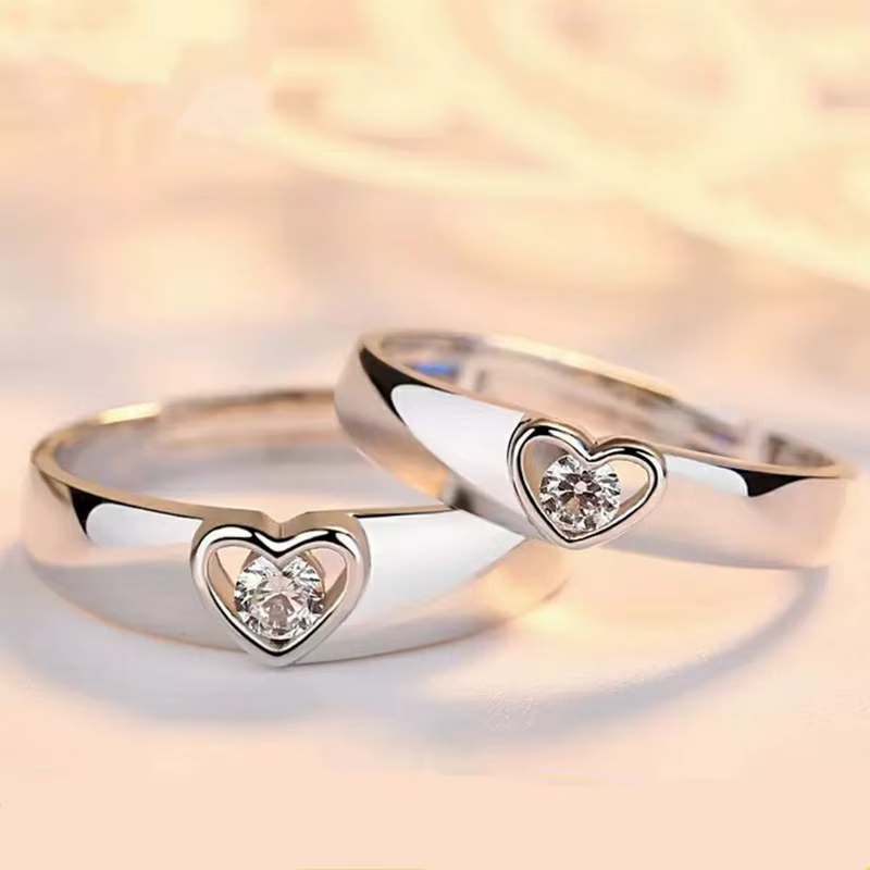 Bague de Couple romantique en forme de croix et de cœur pour femmes, bague de luxe en Micro Zircon p