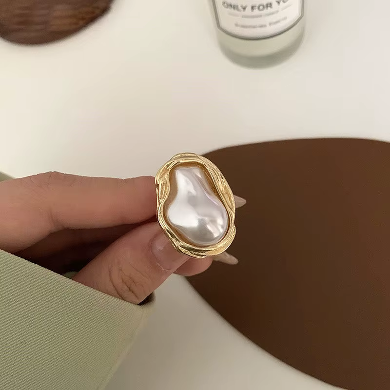Bague en perles irrégulières pour femmes, nouveau design, anneau ajustable en or, mode coréenne, bij