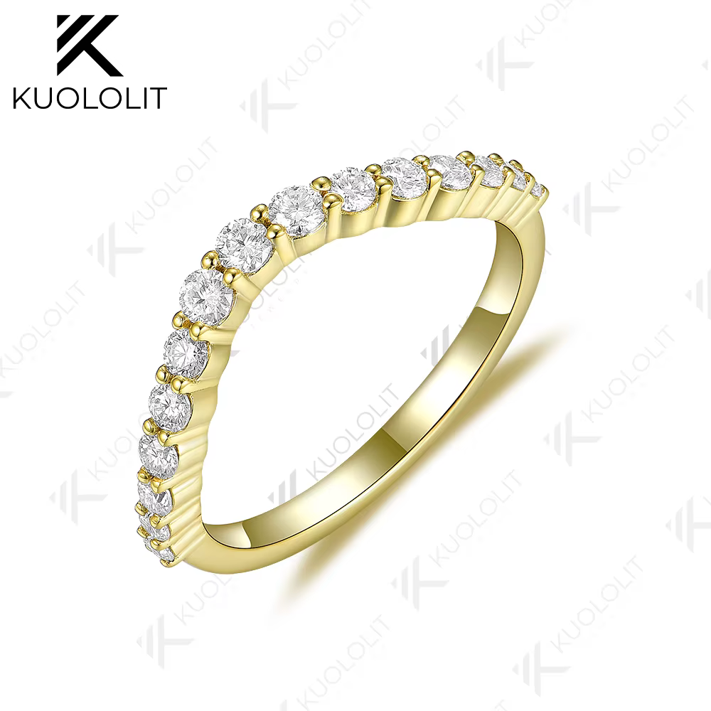 Kuololit-Bague en diamant cultivé en laboratoire pour femme, or massif 585 14K 10K, bracelet en V po