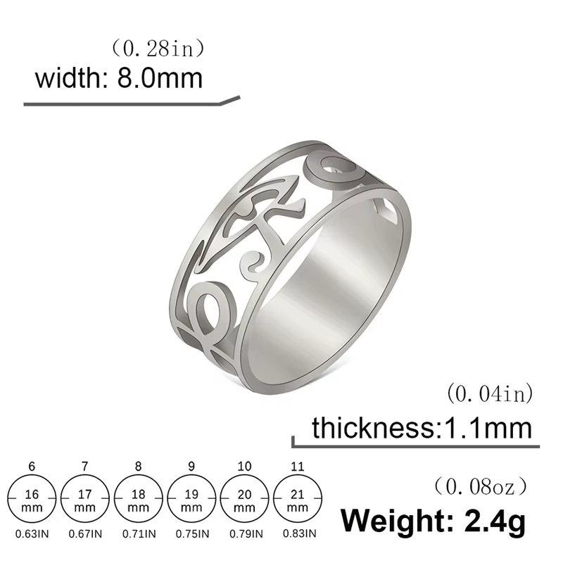 Viking anneaux en acier inoxydable pour femmes hommes Punk égyptien oeil de Ra Horus anneaux foudre 