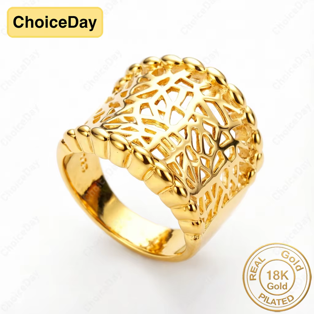 Plaqué or 18 carats # 8 bagues ajourées délicates à découpe large pour femmes, accessoires cadeaux p