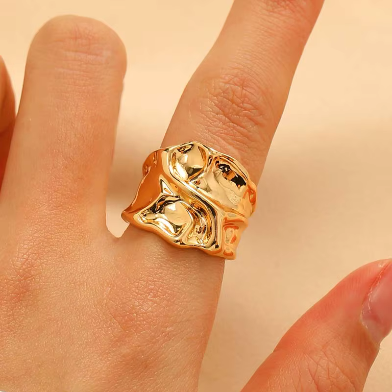 Bague géométrique creuse en métal doré pour femme, bijoux déformables irréguliers, Bergame, ouvertur