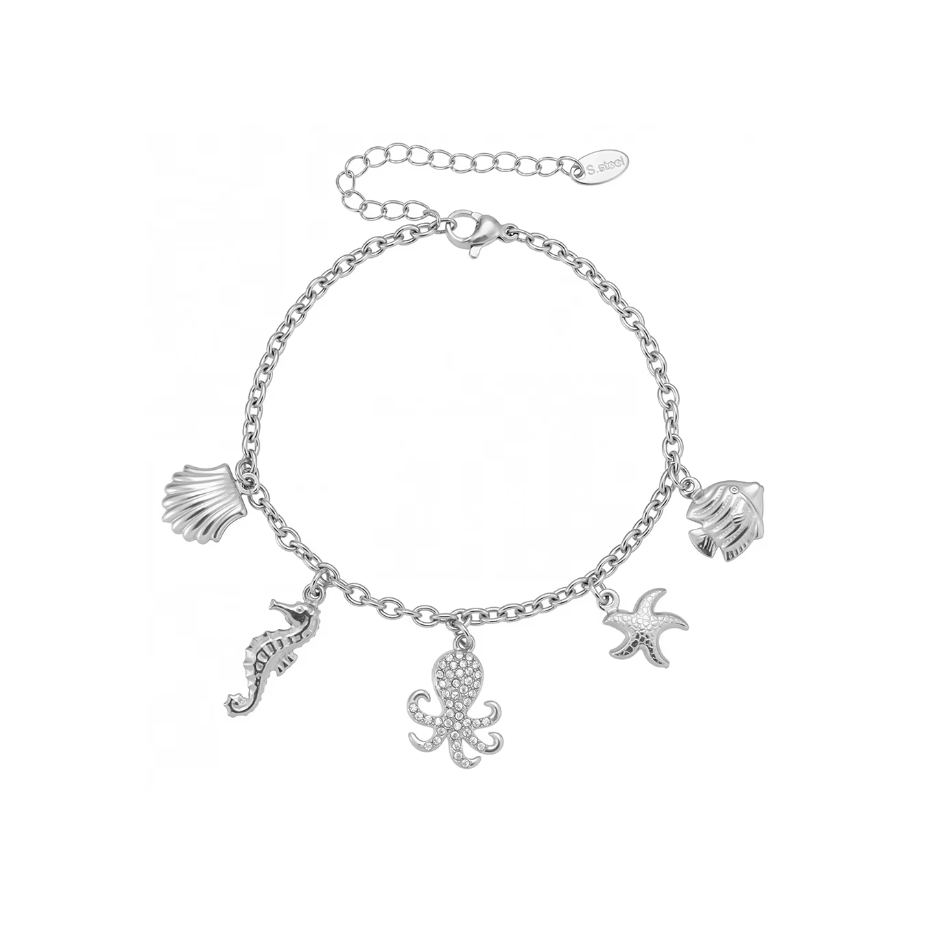 Liora – colliers et bracelets à breloques pour femmes, pendentif de Style océan, en acier inoxydable