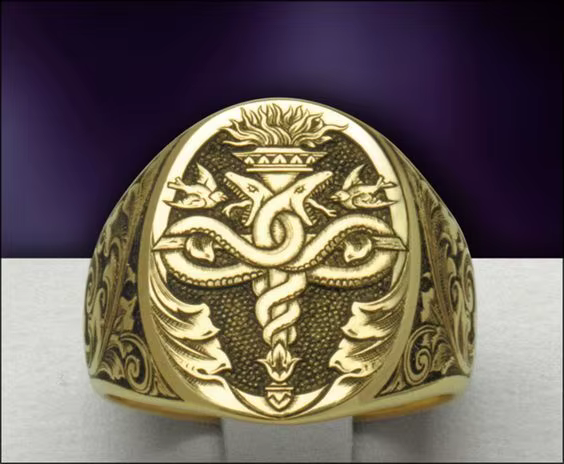 Bague de parrain sculptée Vintage plaquée or 18 carats, bague de fiançailles pour hommes haut de gam
