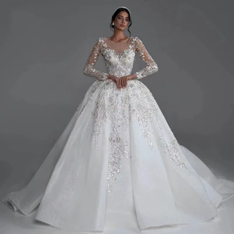 Robe de mariée en dentelle, épaules dénudées, nouvelle industrie lourde, paillettes, fleurs, à la mo