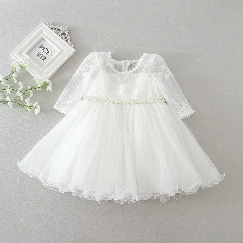 Robe de princesse pour premier anniversaire de bébé fille, tenue de fête à manches longues, tenue de