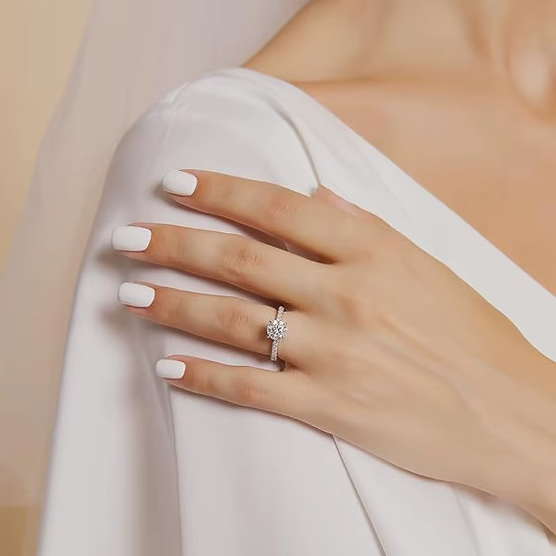 Bague solitaire en Moissanite certifiée Lnngy, 8mm, 2ct, en or 14K, pour femmes, bijoux de fête de m