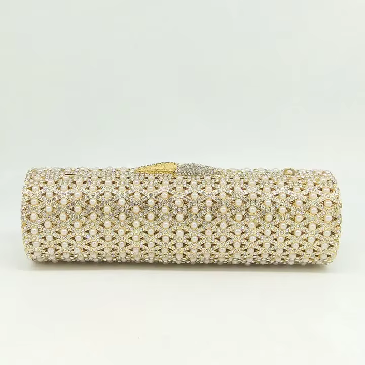 Boutique De FGG élégant baril rond femmes petits sacs De soirée cristal pochette sacs à main mariage