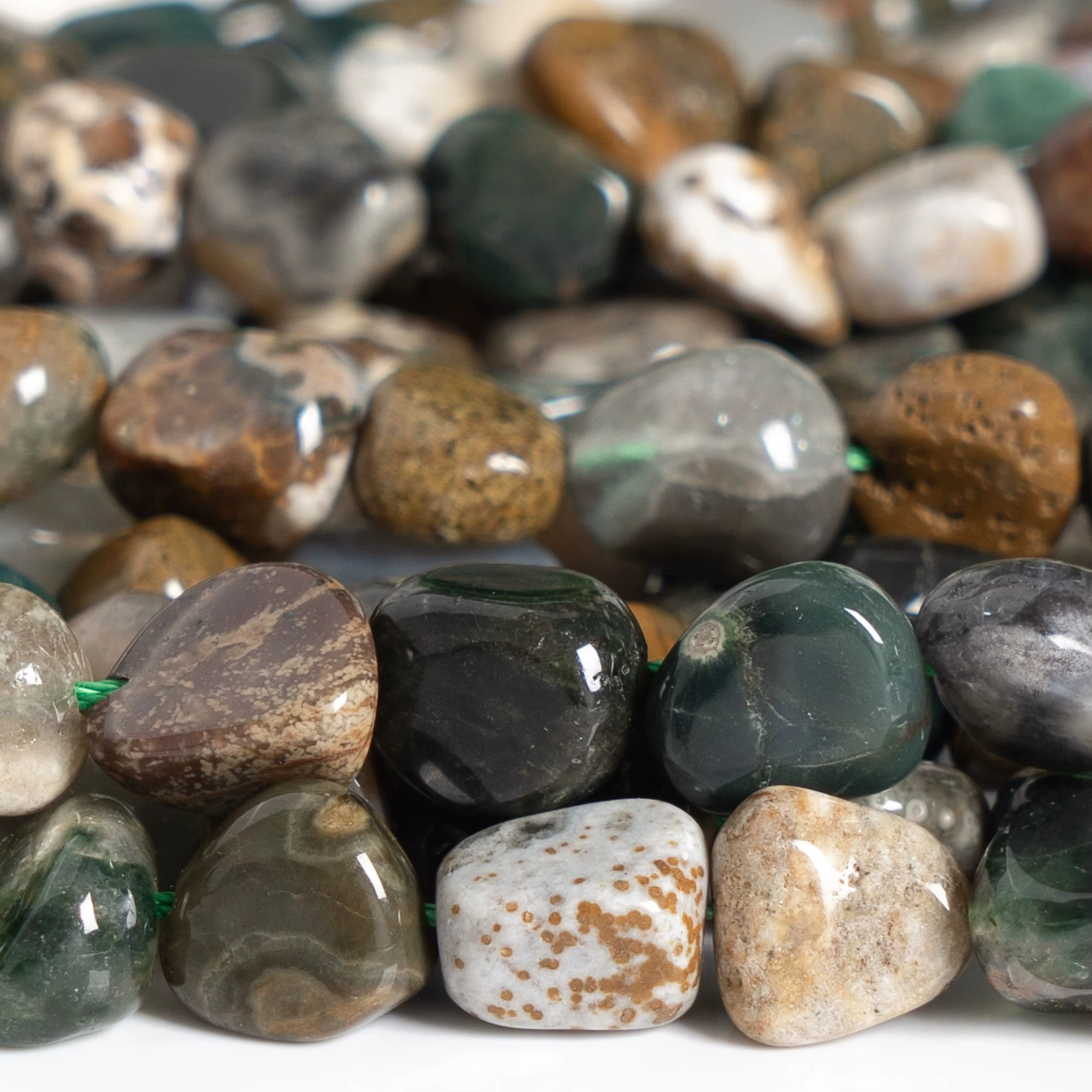 Perles de pépite de galets de jaspe océanique, véritable pierre précieuse naturelle, perles adt, gra