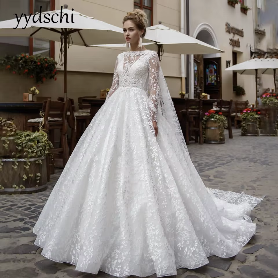 Robes de mariée, robe de mariée avec appliques et drapés pour femmes, robe de bal simple plissée sty