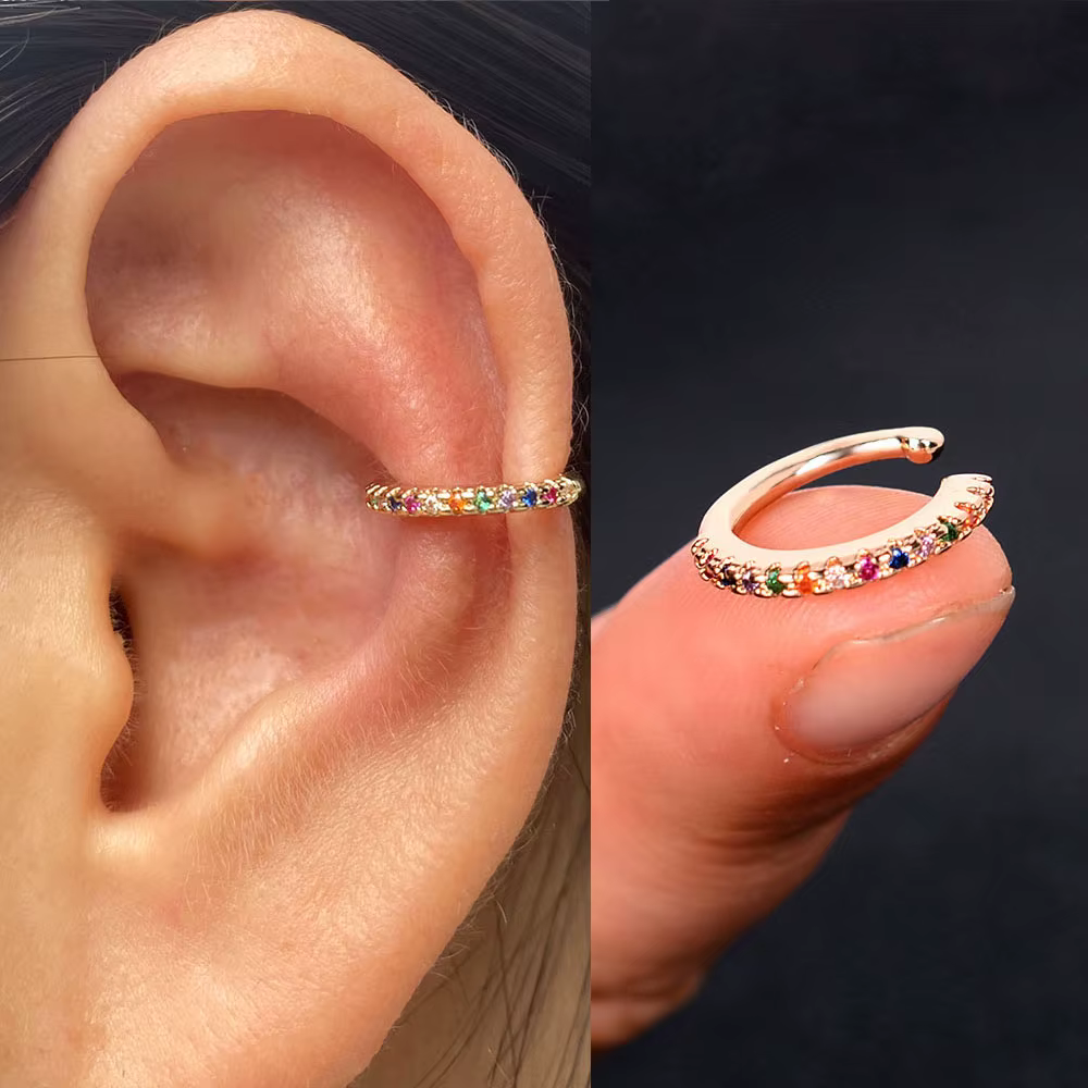 Boucles d'oreilles à Clip en Zircon pour femmes, 1 pièce, manchette d'oreille sans Piercing, géométr