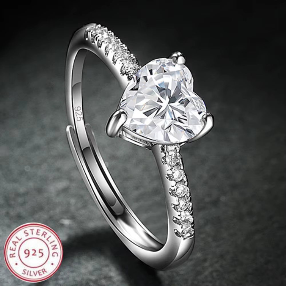 Bague en forme de cœur en argent Sterling 925, Zircon scintillant, haute qualité pour femmes, bijoux