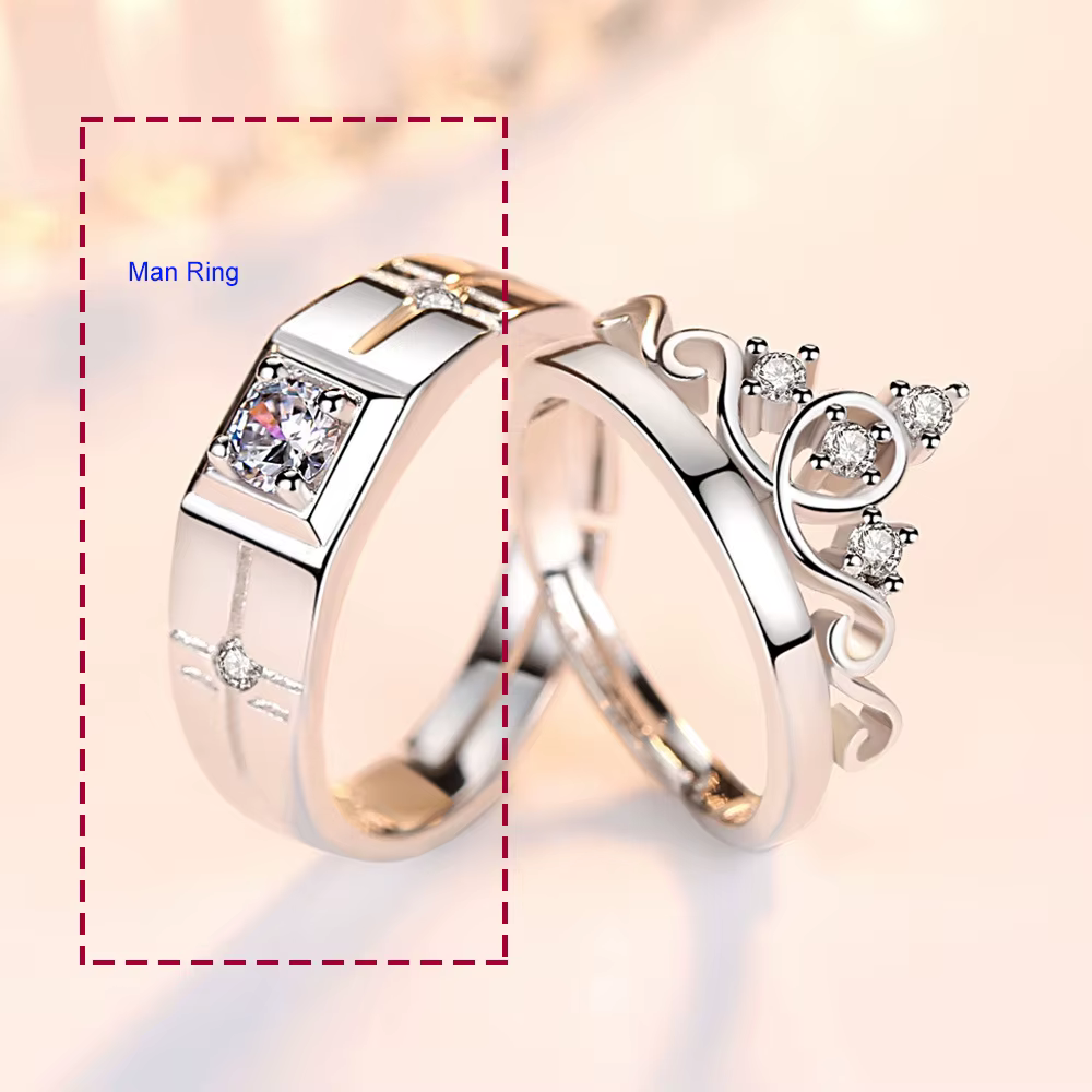 Bagues de Couple en argent Sterling 925 pour femmes et hommes, bijoux à la mode, nouvelle couronne e