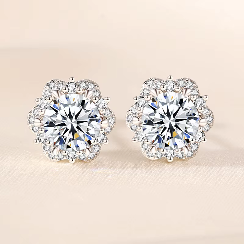 Boucles d'oreilles princesse Elsa en argent S925, 1 Carat, Moissanite, pour femmes, léger, luxe, mod