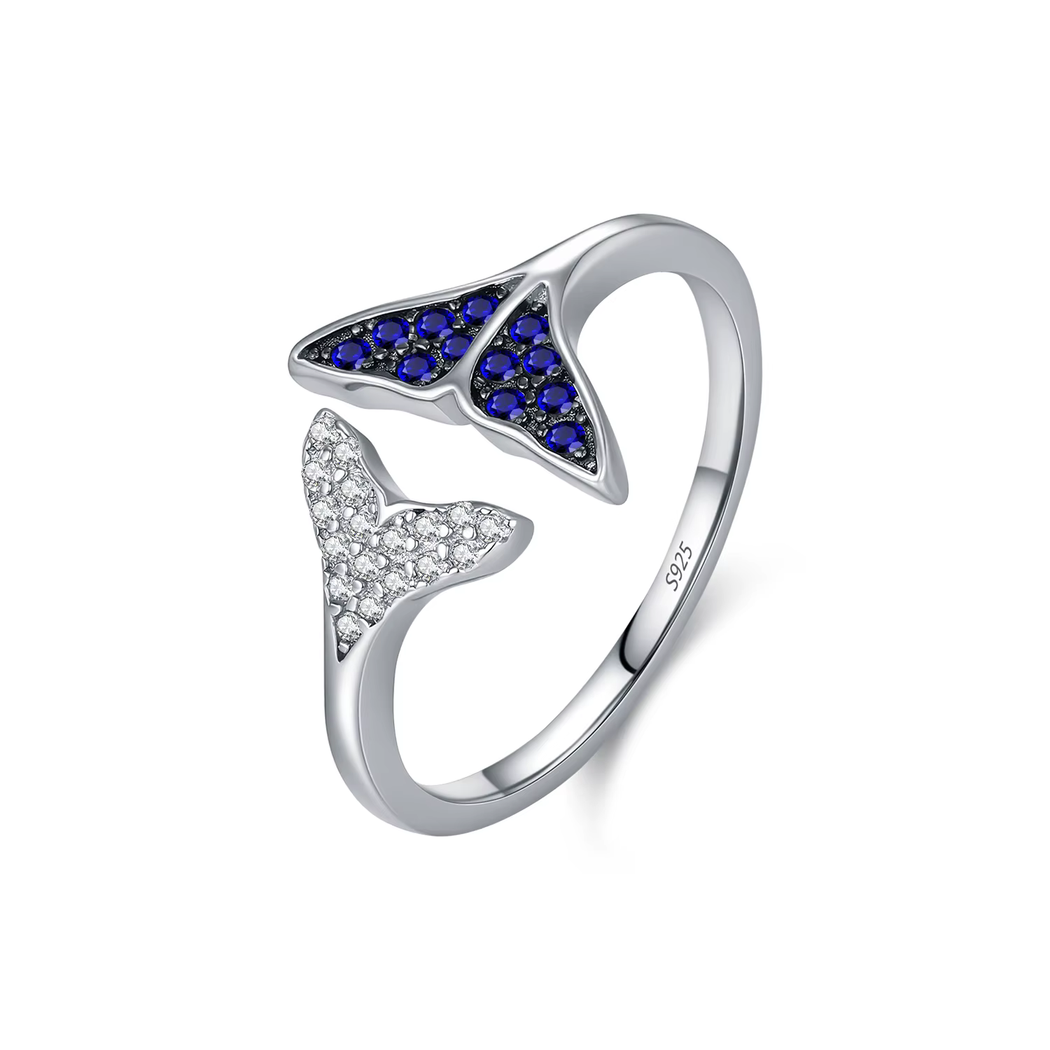 MODIAN – bague ouverte en argent Sterling 925, zircone bleue et transparente, réglable, en forme de 