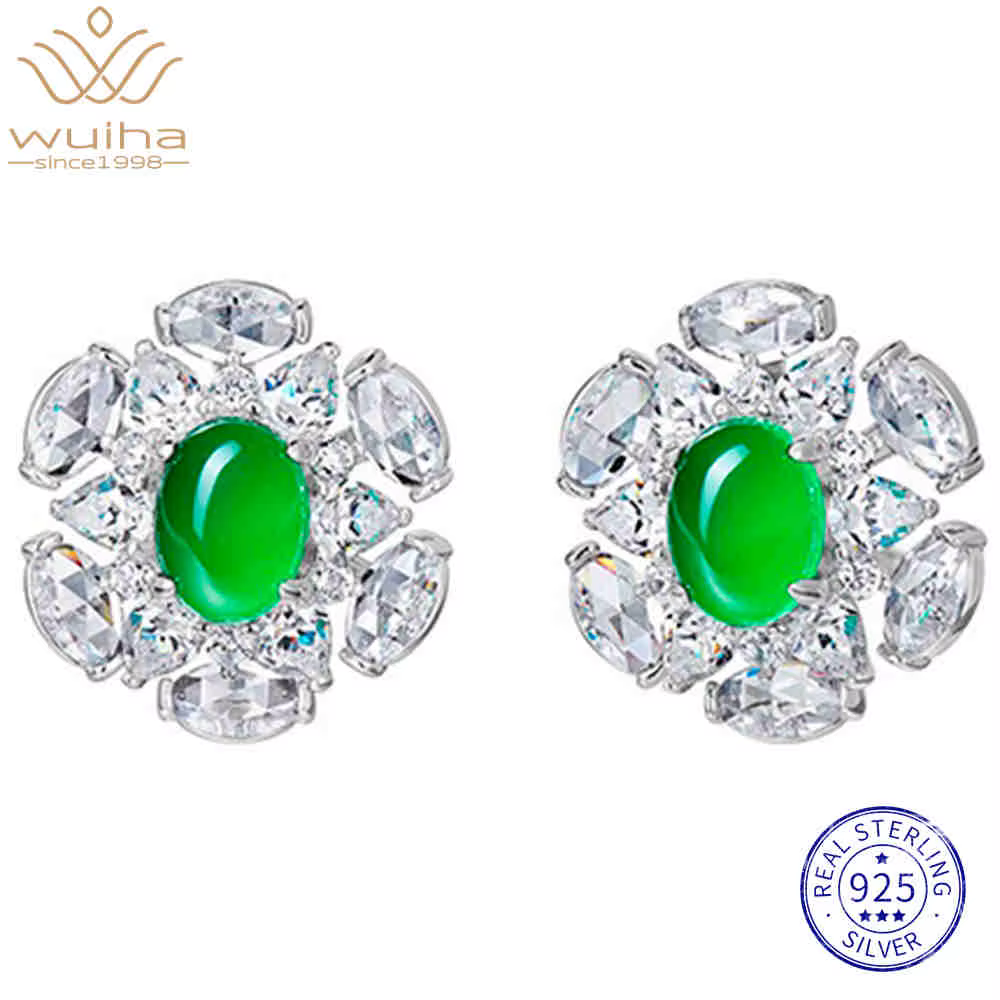 WUIHA Vintage 100% 925 argent Sterling laboratoire saphir Jade diamants à haute teneur en carbone pi