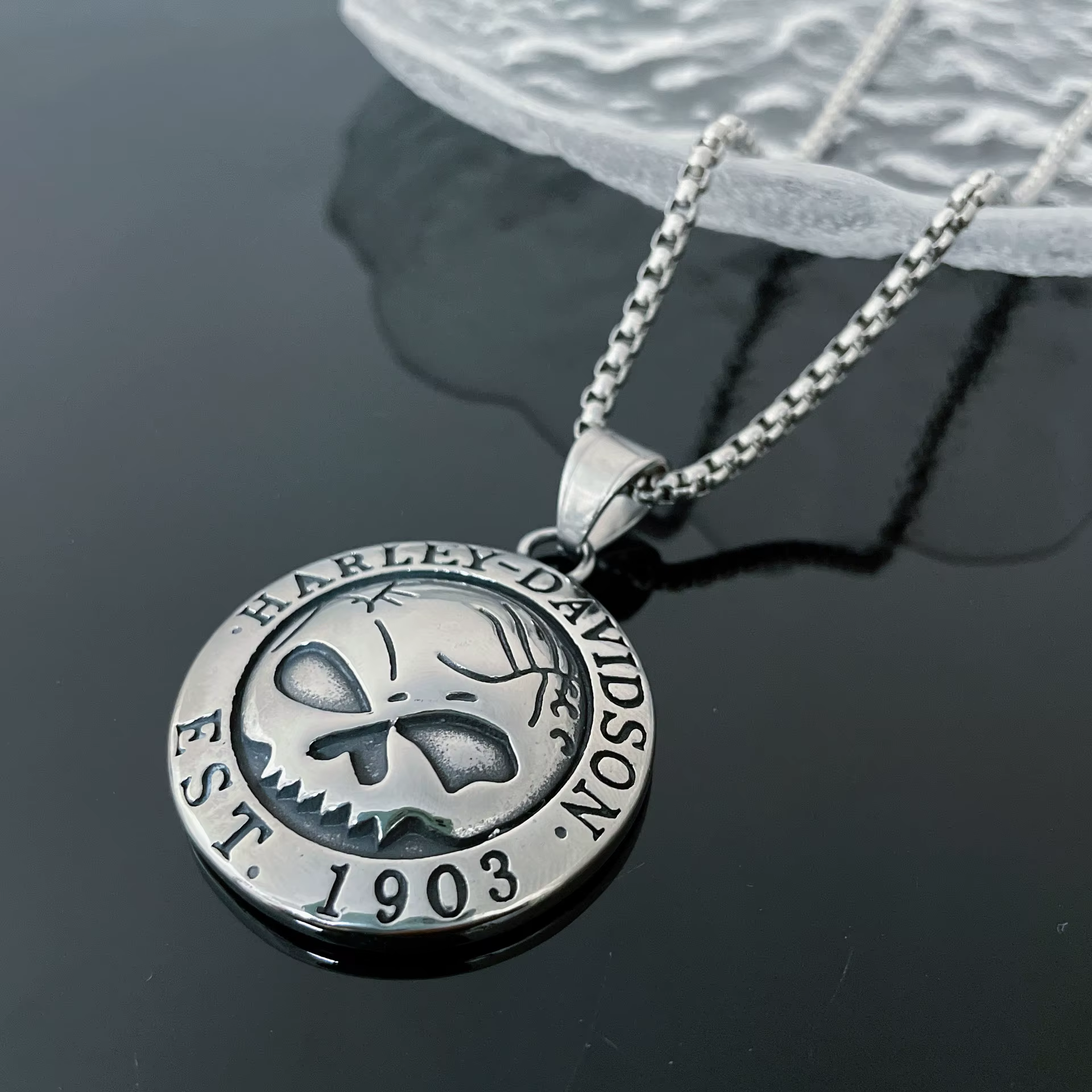 Pour Harley Davidson métal rétro dominateur fantôme Double crâne pendentif collier hommes Punk hip-h