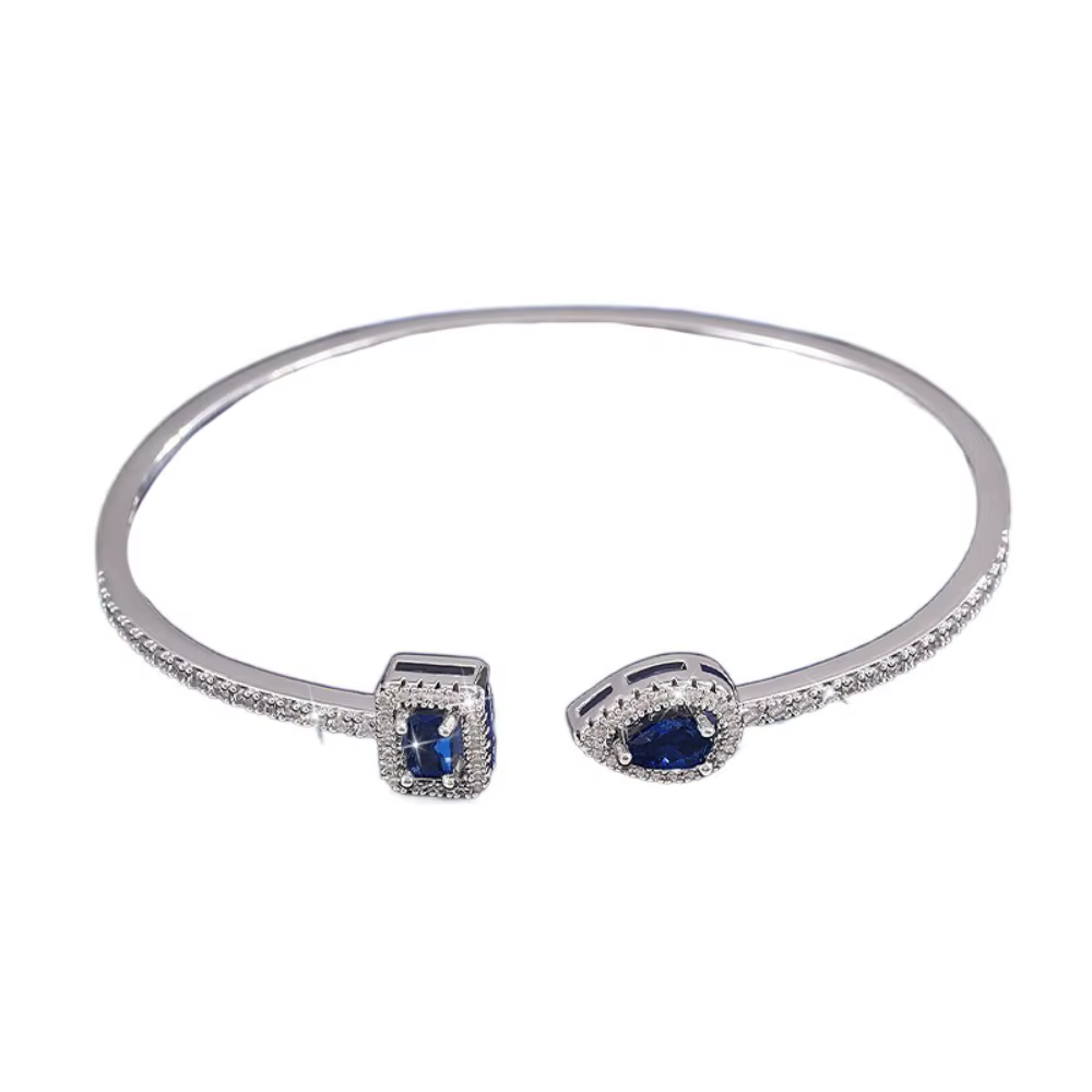 Bracelet manchette en zircon cubique, étanche, ornements de luxe, géométrique, haut de gamme, style 