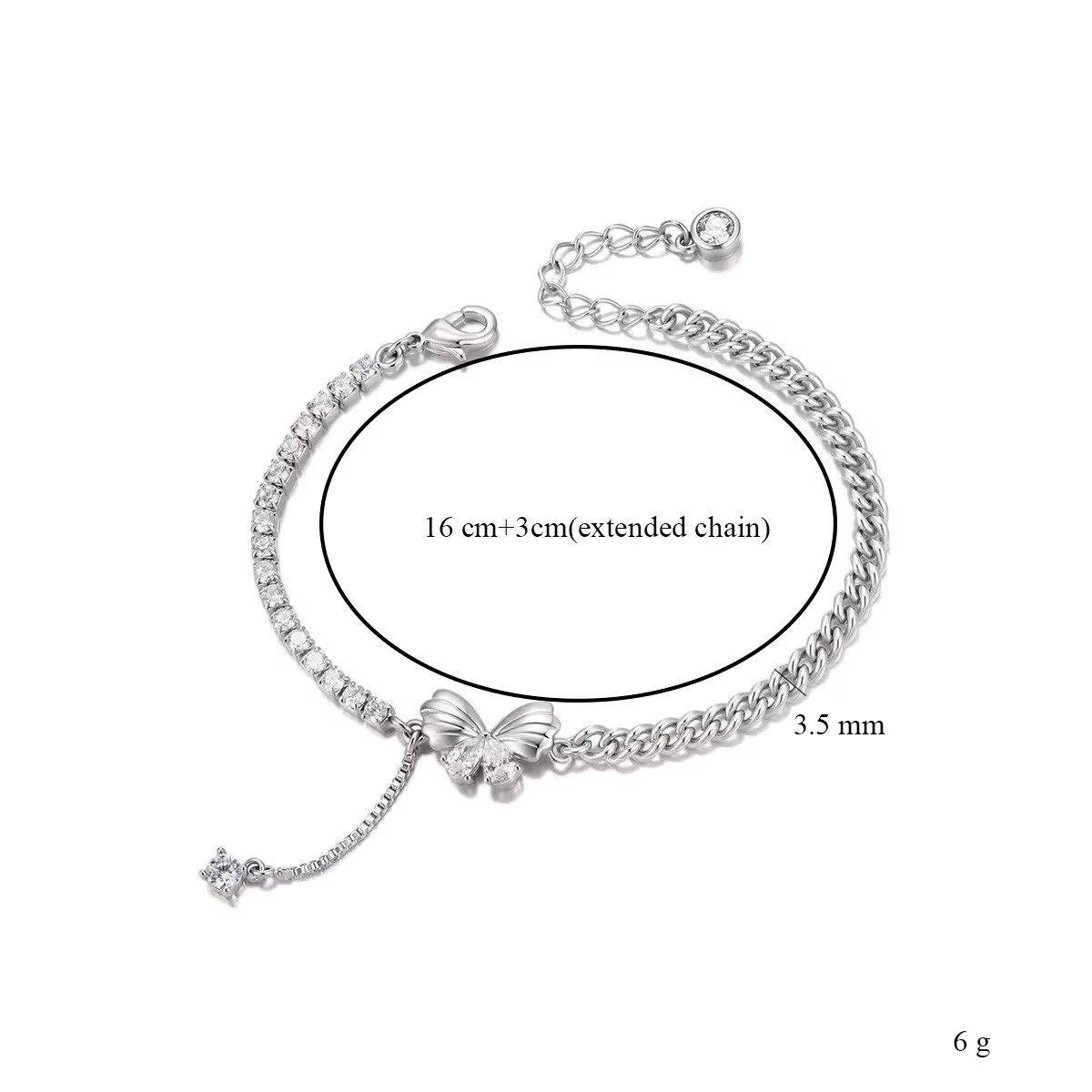XP Jewelry -- Bracelet en zircon tendance pour femmes, bijoux plaqués or blanc, écologique