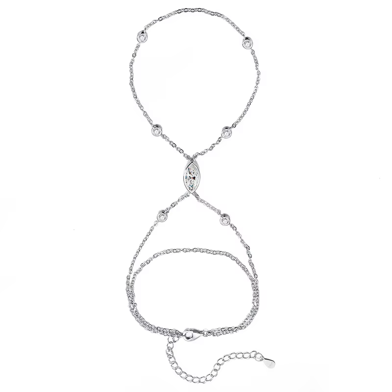 Smyoue Marquise coupe bulles Moissanite Bracelets pour femme réglable 14-19 cm laboratoire cultivé c