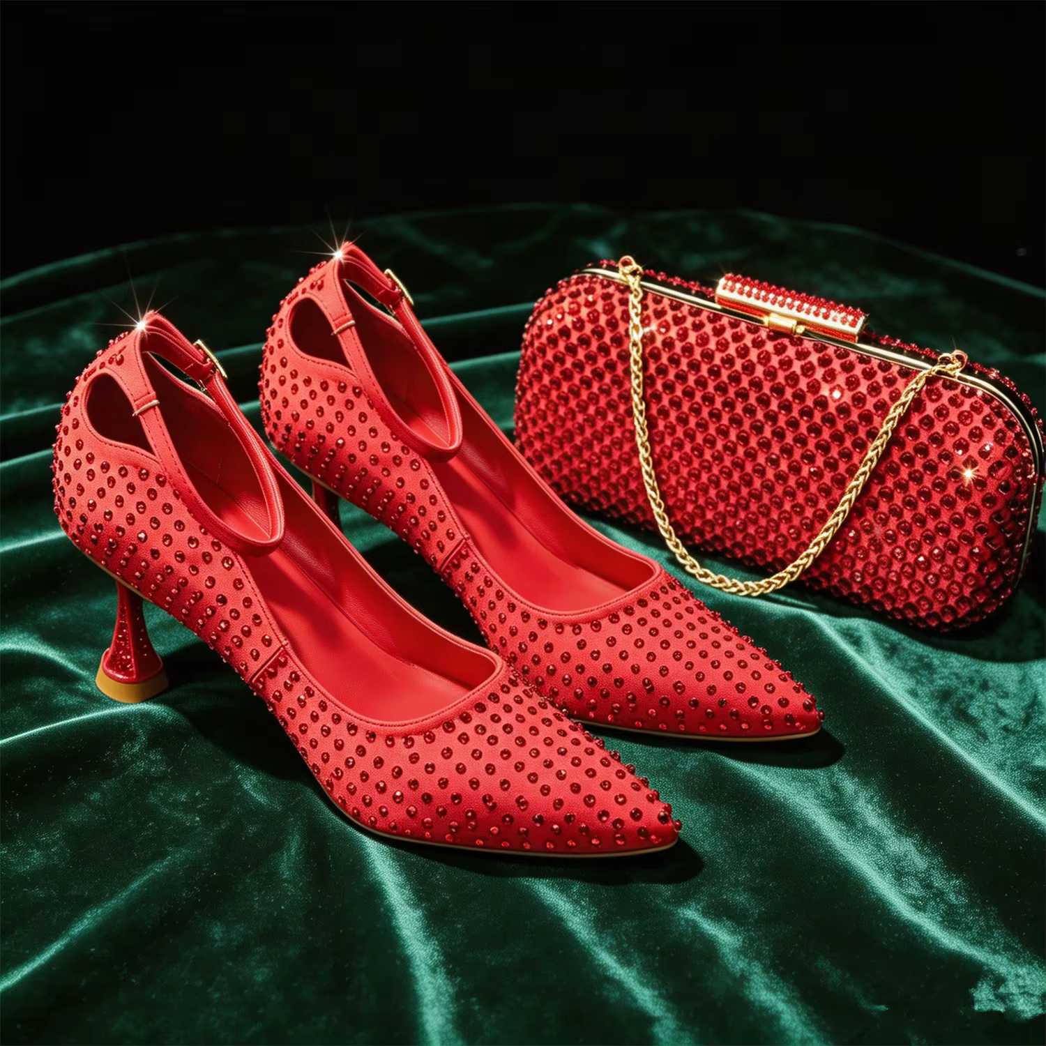 Ensemble élégant talons et sac à main fuchsia pour femme 2026 – Chaussures ornées de strass magnifiq