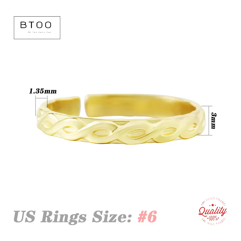 Bande remplie d'or 14 carats, bande de mariage à bord milgrain, bague de manchette ouverte, bague en