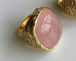 Bague en cristal rose, bijoux vintage en métal tendance pour l'index