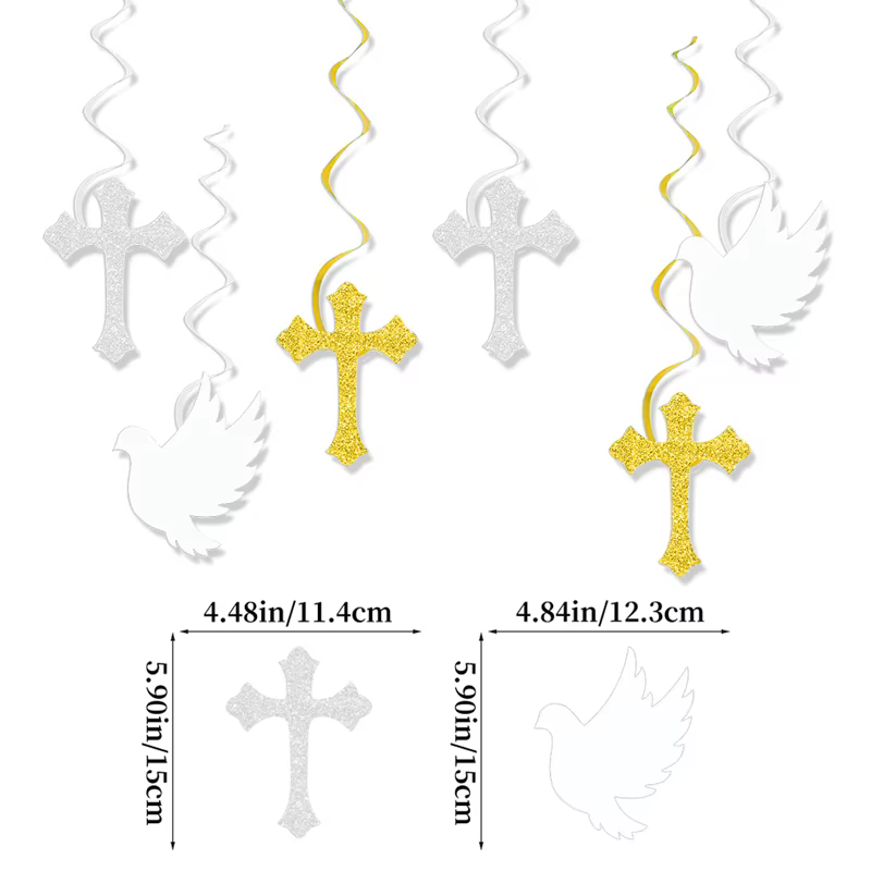 Tourbillons suspendus de première Communion, bannière de Pigeon de croix et de paix, décoration de b