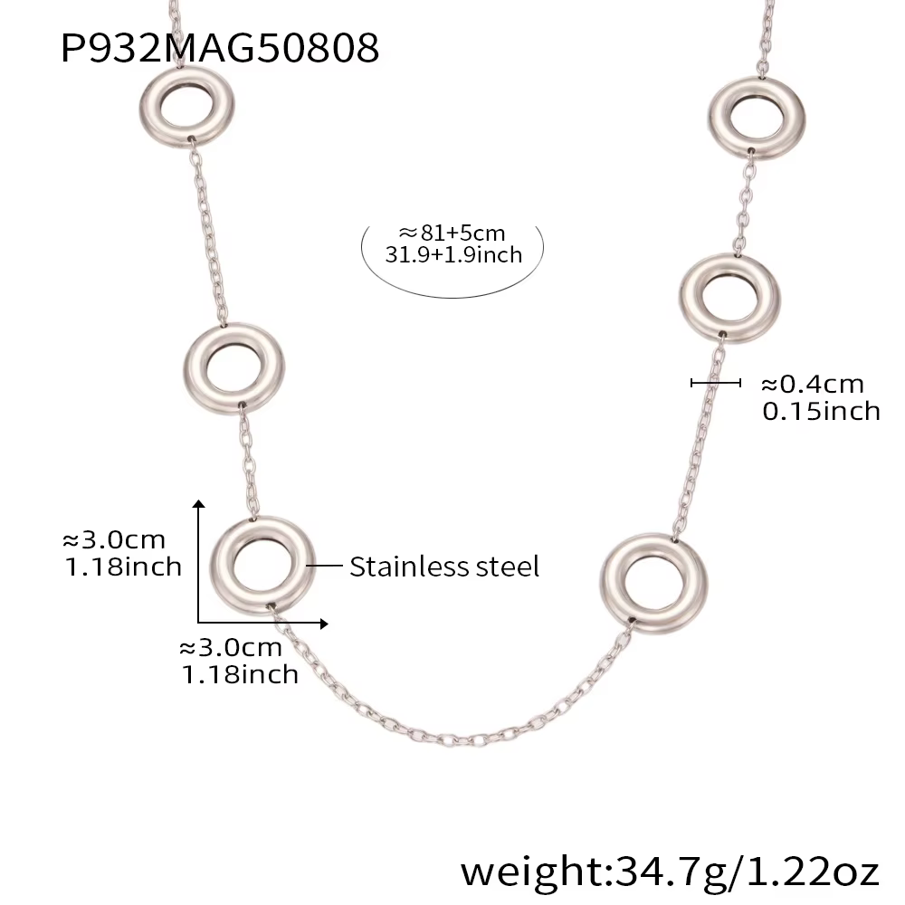 Collier avec pendentif Simple à 6 rondes pour femmes, couleur or et argent, en acier inoxydable plaq